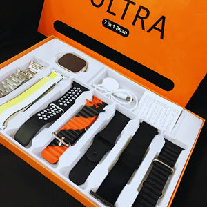 Ultra 7 IN 1 SmartWatch – 2.1” HD Display, Wireless Charging & 7 Straps | Series 8