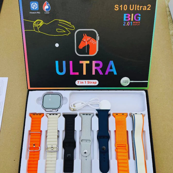 S10 Ultra 2 Smart Watch with 7 Straps – Infinite Display, Bluetooth Calling & Health Tracking